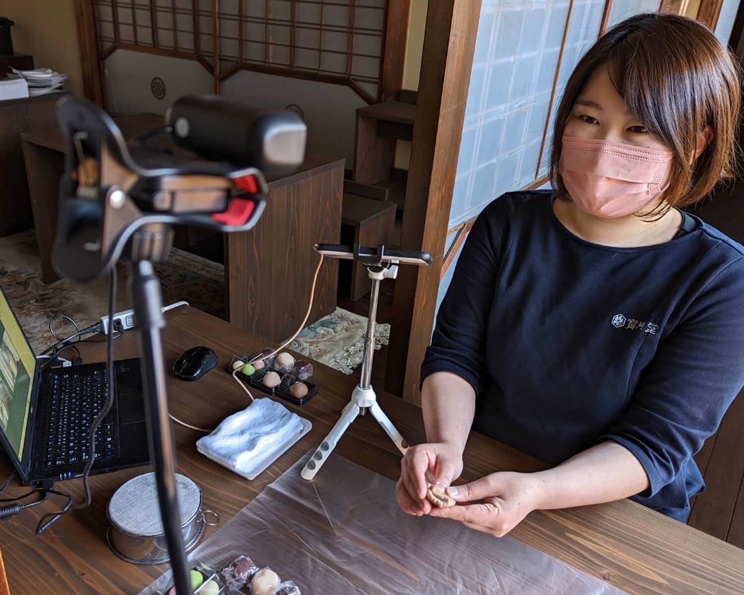 オンライン和菓子教室の様子